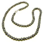 El Coral Necklace Light Grey Baroque Round Pearls 6mm, 64cm Length