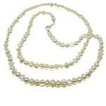 El Coral Necklace White Baroque Oval Button Pearls 7mm, 80cm Length