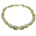 El Coral Necklace White/Grey Baroque Akoya Pearls 12/15mm, 70gr Weight