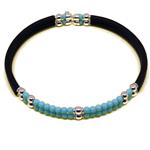 El Coral Turquoise bracelet 3 mm. 2 Rubber Wires and Steel Springs