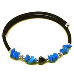 Coralli di Sardegna Turquoise Chips 6mm Bracelet. Hematite Heart Silver Elements Spring Steel