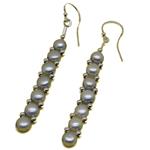 El Coral Earring Light Blue Pearls with Silvered Balls, 7cm Length