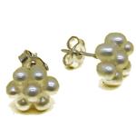 El Coral Earrings White Pearls 4mm with Flower Shape and Silver Back