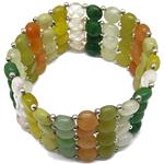 El Coral Bracciale Quarzo Multicolor 7mm. Pallini Argento Tessito Elastico Largo 32mm. 