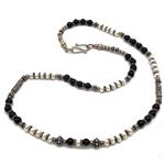 black agate necklace + pearls + zamak
