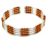 Coralli di Sardegna Amber Bracelet 3mm 4 Wires Barrette Silver Balls Steel Springs