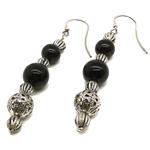 black agate earrings with silver