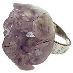 El Coral Purple Geode Amethyst Ring 28mm . Adjustable Silver Frame