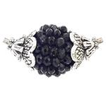 El Coral Collana Cristallo di Rocca Nero Sfaccettato 4,5mm. con Nylon Trasparente e Chiusura Argentata 