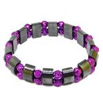 El Coral Bracciale Ematite 11mm. con Rose Fucsia Elastico