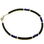 paste lapis lazuli bracelet + rubber + silvery balls