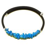 Coralli di Sardegna  6mm Turquoise Chips Bracelet. Threaded with Steel Spring with Caucciu and Silvered Beads.