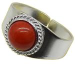 Coralli di Sardegna Red Coral Ring 8mm Sardinian Filigree Silver Cord Open Band