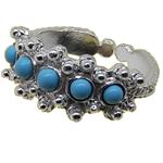 Coralli di Sardegna Turquoise Ring 3mm Balls Adjustable Silver Filigree Frame