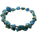 El Coral Turquoise pebbles bracelet 6/8 mm. Silver shots and steel spring