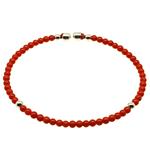 Coralli di Sardegna Bracciale Corallo Rosso Pallini 3mm Argentati Molla Acciaio