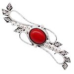 Coralli di Sardegna Red Coral Brooch 8x10mm Sardinian Silver Filigree Small Leaves Perforated Balls