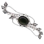 Coralli di Sardegna Brooch Gray Jade 8x10mm Sardinian Filigree Silver Leaves Perforated Balls