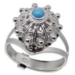 Coralli di Sardegna Turquoise Ring 3mm Ball Filigree Adjustable Silver Button
