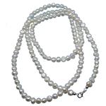 El Coral Necklace White Baroque Button Pearls 8/9mm, 100cm Length