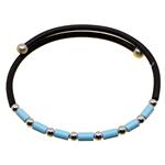 Coralli di Sardegna Turquoise bracelet cannette with silver pellets and spring rubber