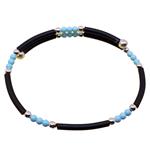 Coralli di Sardegna Turquoise dots bracelet 3 mm rubber and silver spring-loaded dots