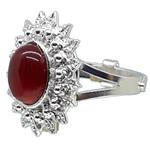 Corallo di Sardegna Red Agate Ring 8x10mm Silver Filigree Leaves Adjustable