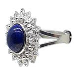 Coralli di Sardegna Lapis Lazuli Cabochon Ring 8x10mm Leaves Filigree Silver Adjustable