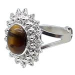 Coralli di Sardegna Tiger Eye Ring 8x10mm Silver Filigree Leaves Adjustable