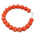 El Coral Bracelet Pink Coral Balls 9 mm and Silvered Clasp