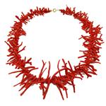 Coralli di Sardegna Necklace Sardinian Red Coral Stripes and Golden Clasp, 100gr Weight