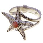 Coralli di Sardegna Ring Pink Coral Ball and Silver Filigree Starfish Adjustable