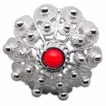 Coralli di Sardegna Ring Red Coral Ball with Silver Filigree Button 22mm, Adjustable
