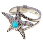 Coralli di Sardegna Turquoise Starfish Ring Silver Adjustable Size