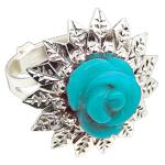 Coralli di Sardegna Turquoise Filigree Ring Silver Rose Leaves Dots