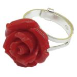 Coralli di Sardegna 18mm Pink Coral Red Ring. in Adjustable Silver