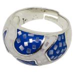 Coralli di Sardegna Anillo Plata Nácar Esmalte Azul Blanco Manchado Ajustable