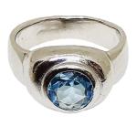 Coralli di Sardegna Silver Faceted Topaz Ring Round 7 mm