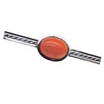 Coralli di Sardegna Red Coral Brooch Silver Cabochon 12x16 braid