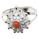 Coralli di Sardegna Silver filigree ring spirals and dots with adjustable pink coral