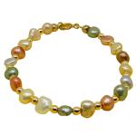 El Coral Bracelet Pastel Multicoloured Pearls, Golden Balls and Clasp