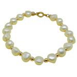 El Coral Bracelet White Pearls and Golden Balls 