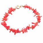 El Coral Bracciale Corallo Rosso Punte 6/10mm. Pallini e Chiusura Dorati