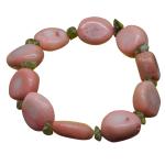 El Coral Pink Coral Stones Bracelet 10 / 16mm. olivine Chips 4 / 6mm. Elastic
