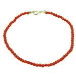 El Coral Bracelet Red Coral Balls 2.5mm and Silvered Clasp