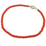 El Coral Bracelet Red Coral Balls 3mm and Silvered Clasp