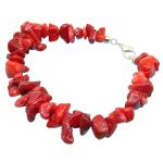 El Coral Bracelet Red Coral Chips 8 mm and Silvered Clasp