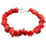 El Coral Bracelet Red Coral Chips 9 mm and Silvered Clasp