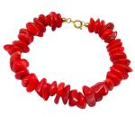 El Coral Bracelet Red Coral Chips 9 mm and Golden Clasp