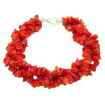 El Coral Bracelet Triple Red Coral Chips and Silvered Clasp